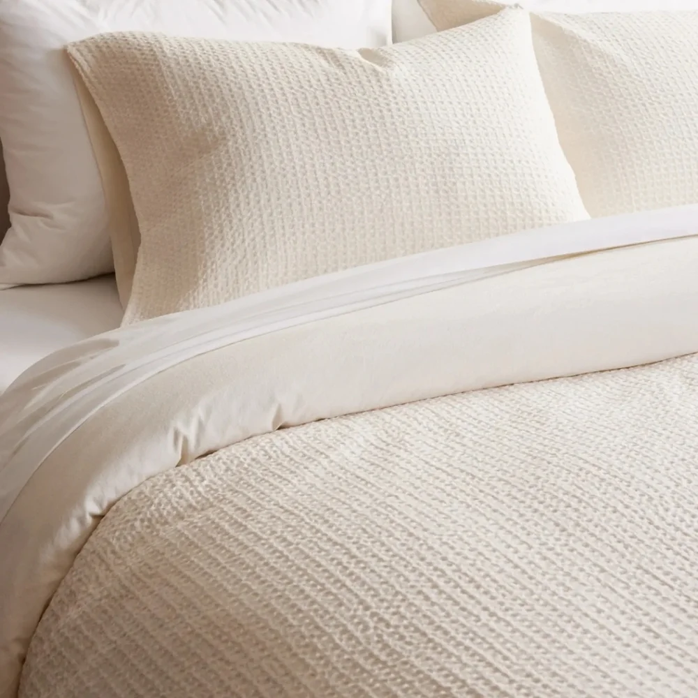 Quince 100% Organic Cotton Luxe Waffle Duvet & 2 Shams! King Cal King (660)